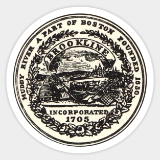 TOWN OF BROOKLINE MASSACHUSETTS 1936 SEAL Sticker